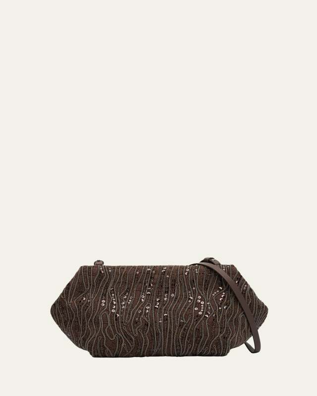Pleated Mesh Monili Clutch Bag